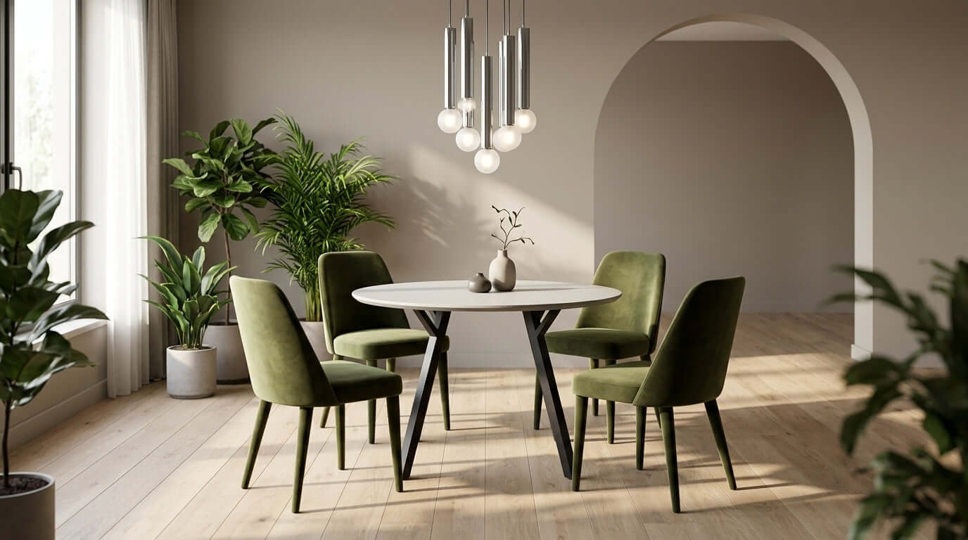 Okrągły stół w jadalni: Dlaczego to absolutny hit w najnowszych, nowoczesnych wnętrzach (Trendy 2026) w nowoczesnym wnętrzu.
