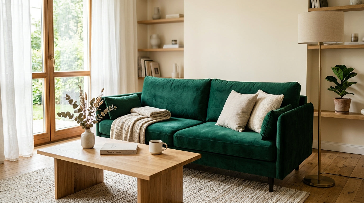 Elegancka sofa welurowa w salonie – wady i zalety tapicerki welurowej w praktyce codziennego użytkowania