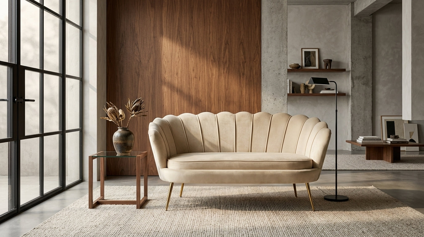 Sofa nierozkładana w eleganckim wnętrzu, idealna do nowoczesnego salonu.