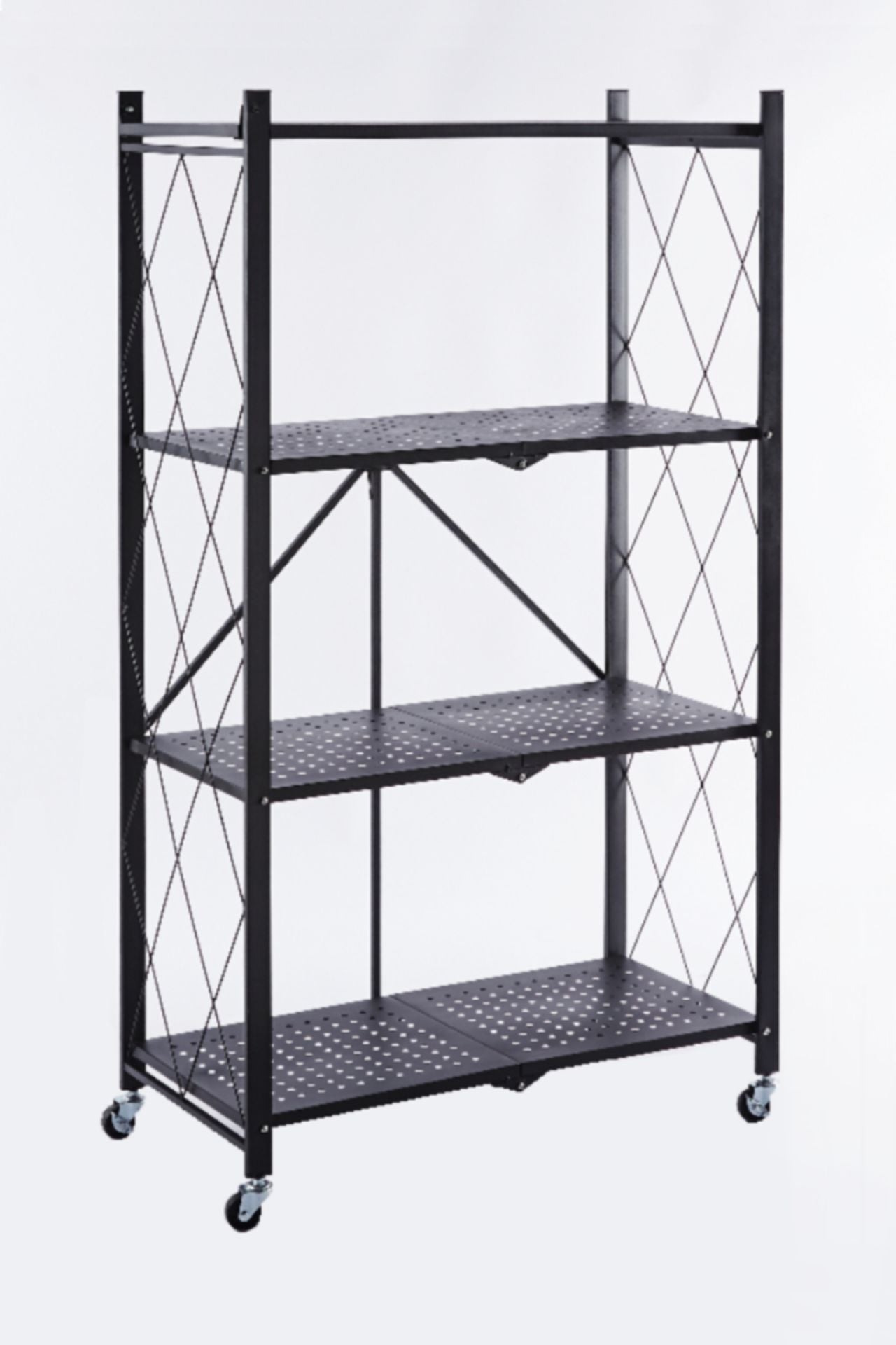 Loftowy Regał CZARNY na Kołkach Wytrzymały 4 Półki NISKI FURNITEX do SALONU