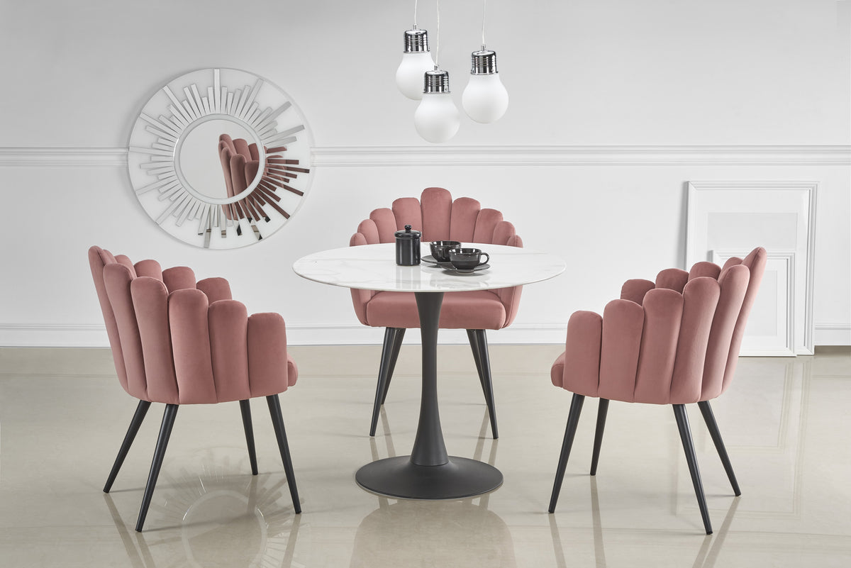 Stół HELO ø90 cm - biały / czarny / metal – zdjęcie 3
