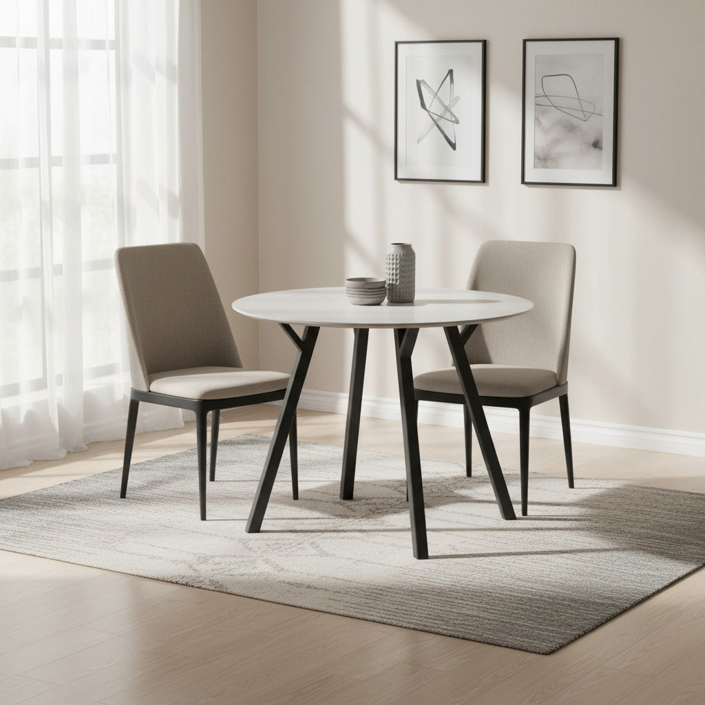 Stół STARK - okrągły, solidny - kolor jasny popiel i czarny