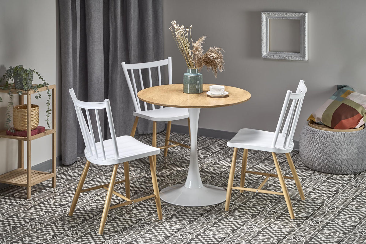 Stół ASARA ø80 cm - złoty / biały / metal – zdjęcie 3