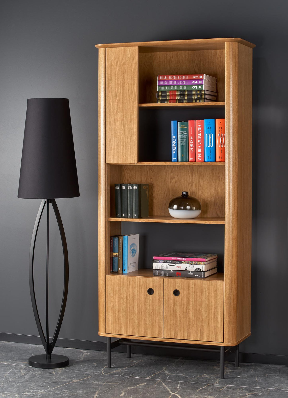 SMART regał REG-1 dąb naturalny/czarny (2p=1szt) – zdjęcie 3