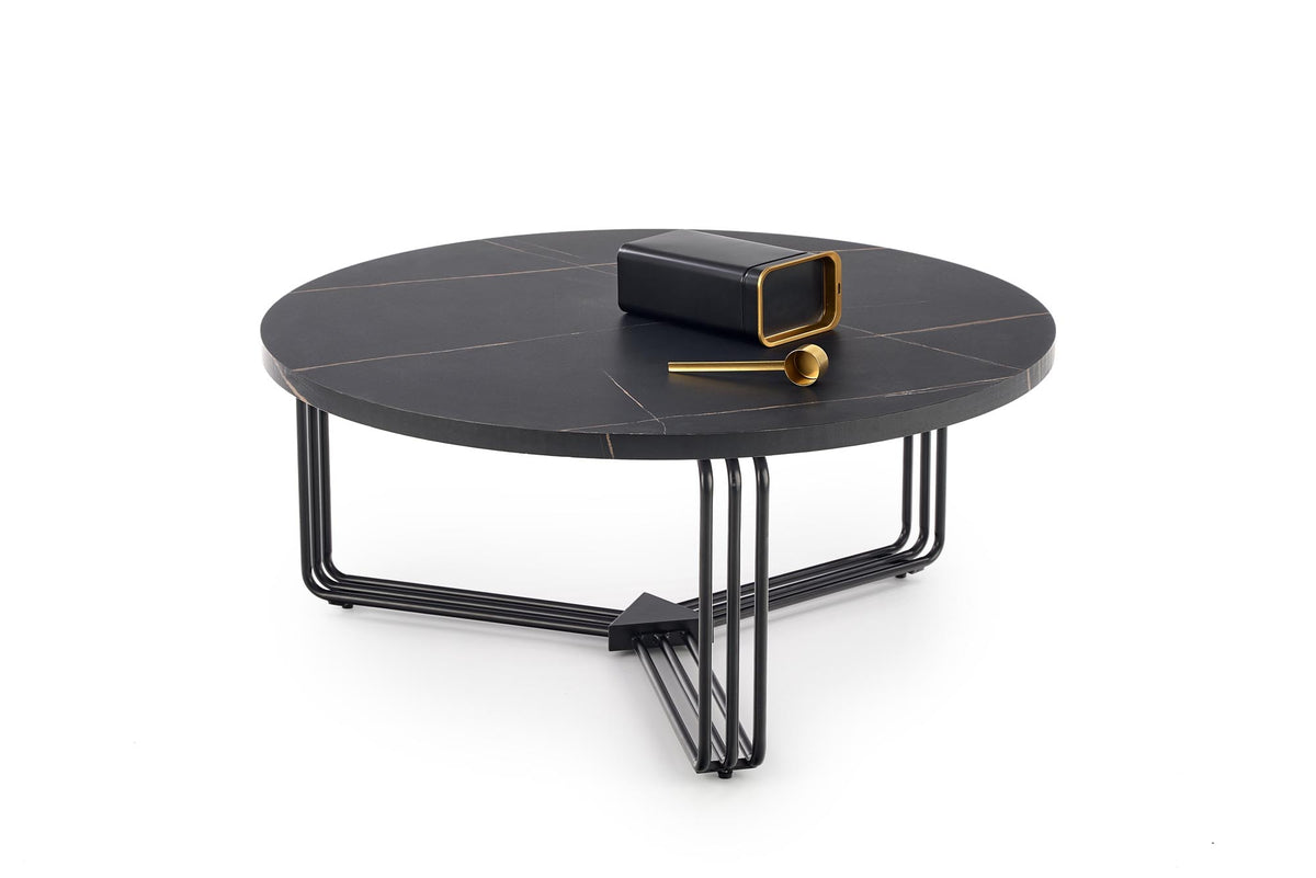 Stolik kawowy PANIS ø80 cm - czarny / metal – zdjęcie 3