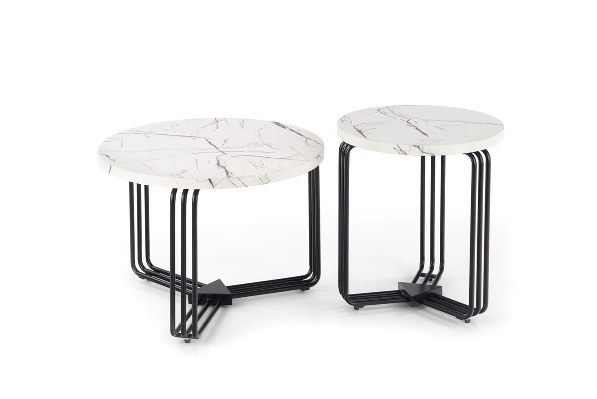 Stolik kawowy PANIS ø55 cm - biały / czarny / metal – zdjęcie 5