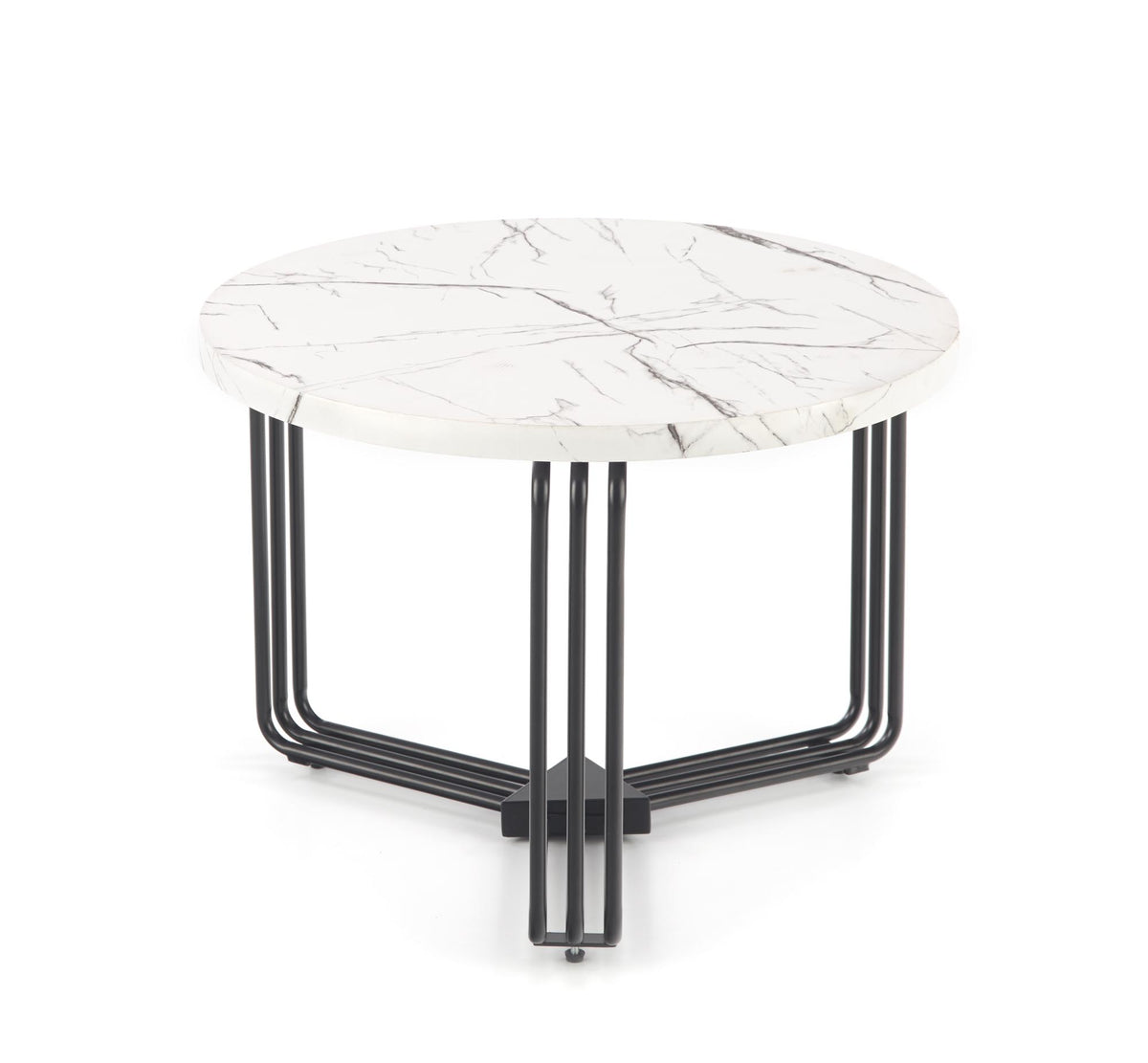 Stolik kawowy PANIS ø55 cm - biały / czarny / metal – zdjęcie 7
