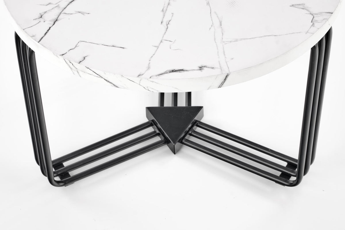 Stolik kawowy PANIS ø55 cm - biały / czarny / metal – zdjęcie 9