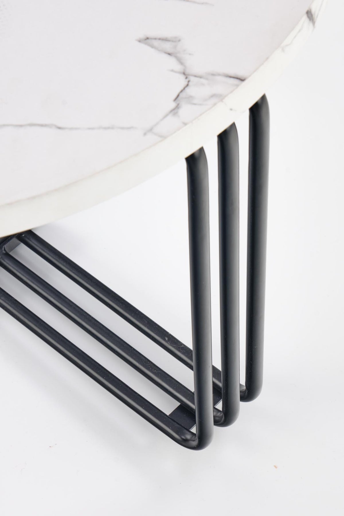 Stolik kawowy PANIS ø55 cm - biały / czarny / metal – zdjęcie 10