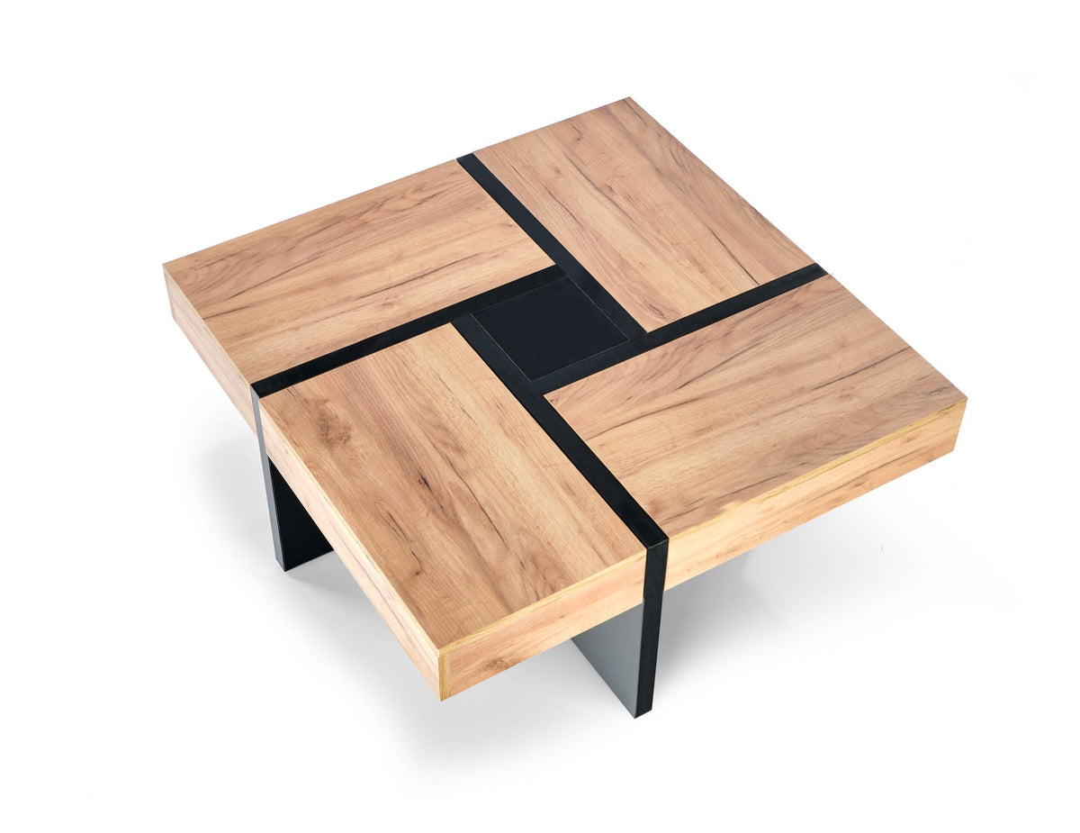Stolik kawowy BANO 100 cm - dąb craft / czarny - 7