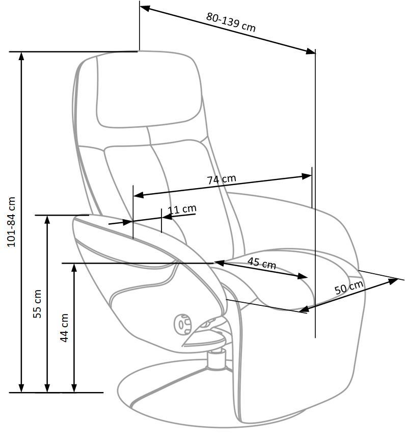 OPTIMA 2 recliner popielaty tkanina – zdjęcie 2
