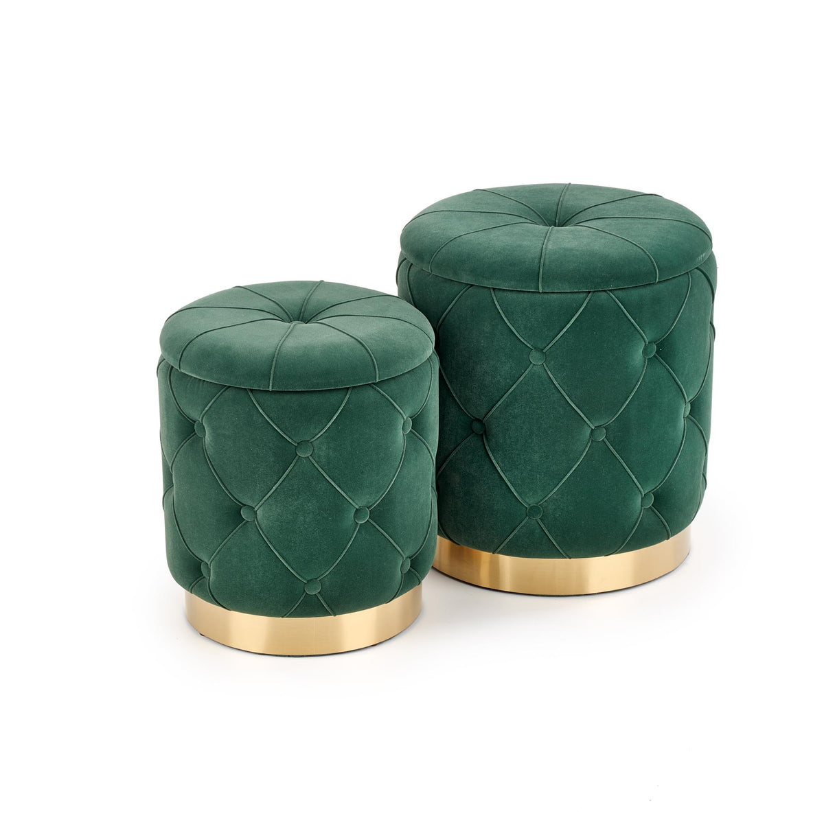 POLLY zestaw 2 puf, ciemny zielony (1p=1kpl) – zdjęcie 2