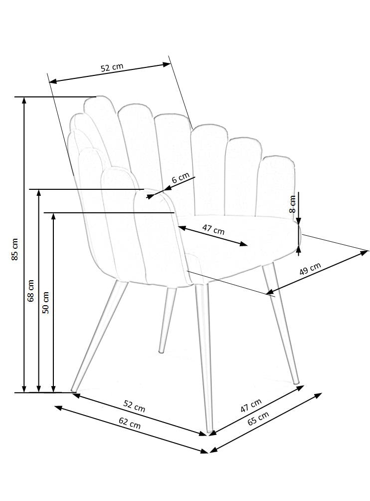 K410 krzesło popielaty velvet (1p=1szt) – zdjęcie 3