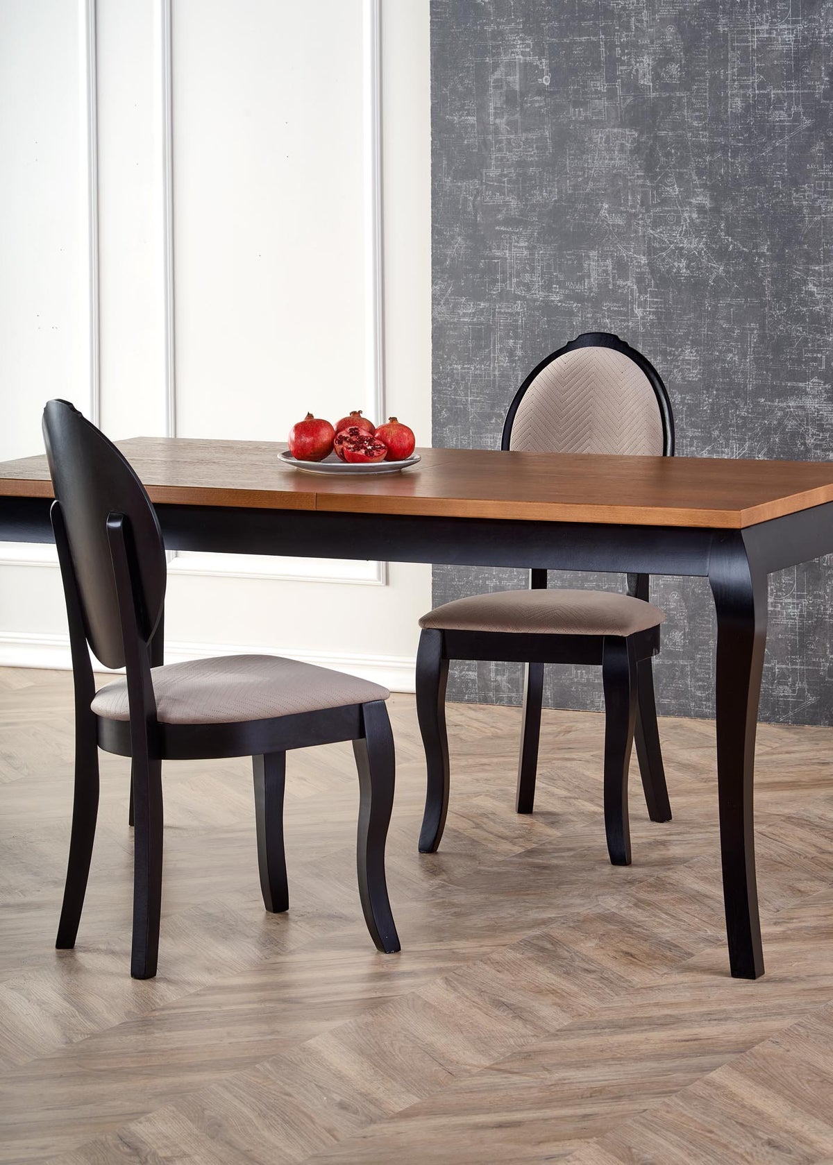 WINDSOR stół rozkładany 160-240x90x76 cm kolor ciemny dąb/czarny (2p=1szt) – zdjęcie 6