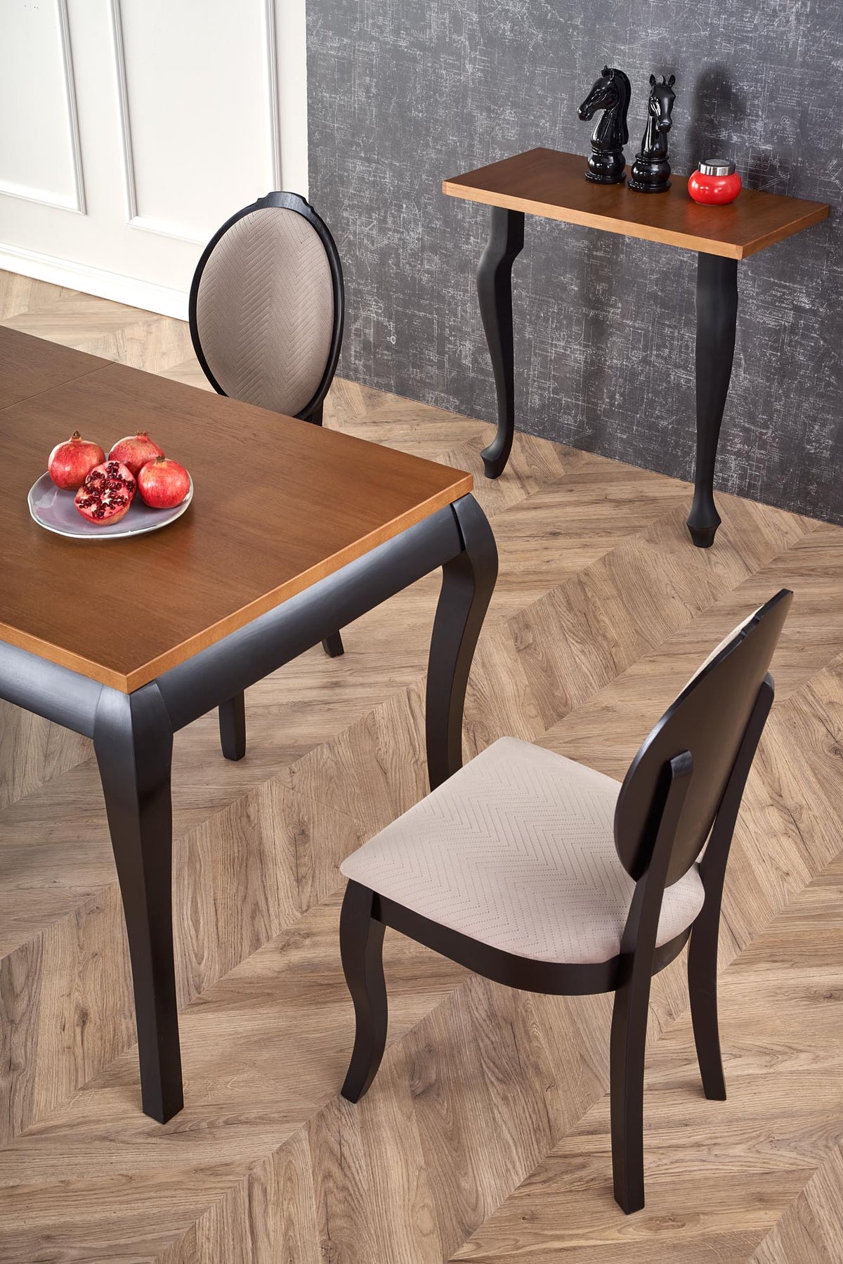 WINDSOR stół rozkładany 160-240x90x76 cm kolor ciemny dąb/czarny (2p=1szt) – zdjęcie 8