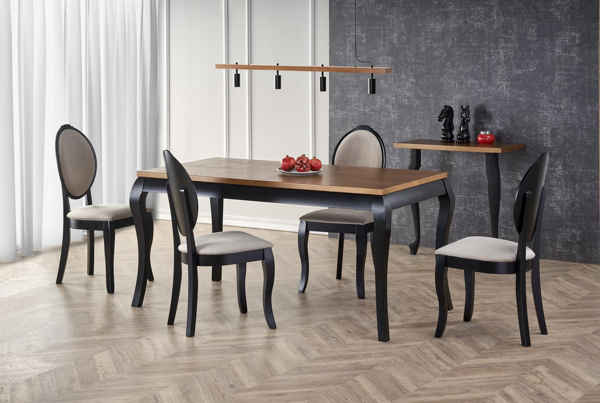 WINDSOR stół rozkładany 160-240x90x76 cm kolor ciemny dąb/czarny (2p=1szt) – zdjęcie 9