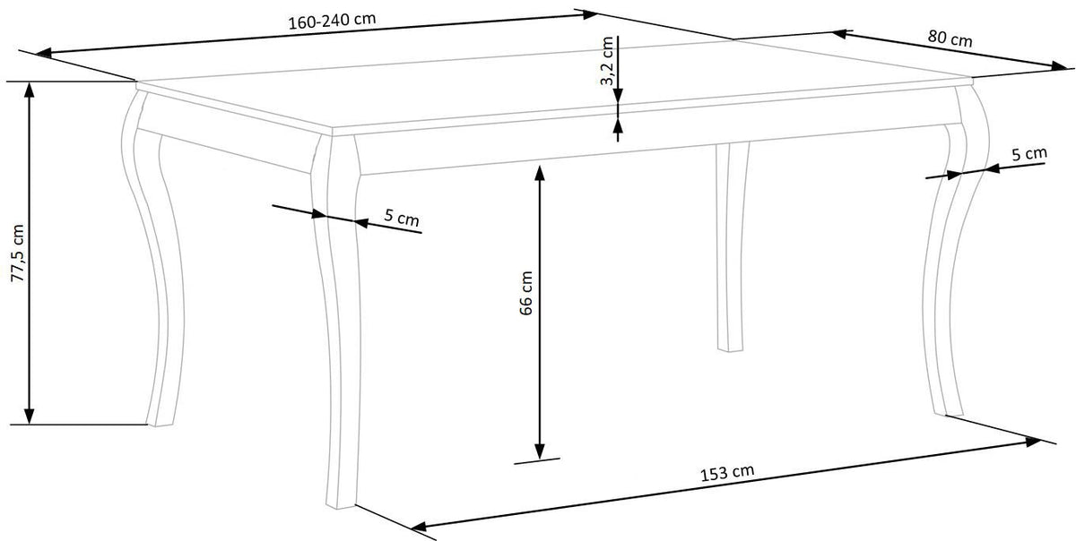 WINDSOR stół rozkładany 160-240x90x76 cm kolor ciemny dąb/czarny (2p=1szt) – zdjęcie 10