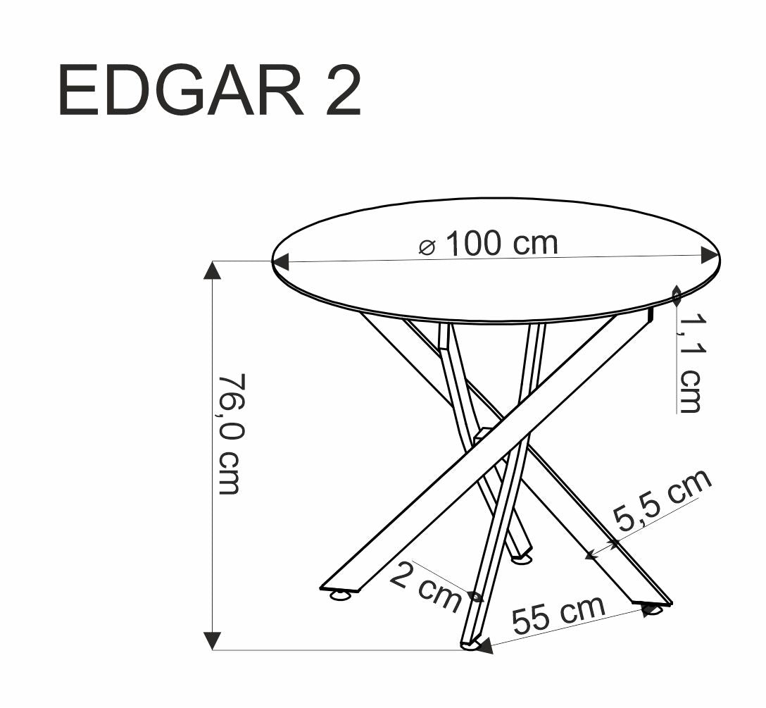 EDGAR 2 stół okrągły, blat - biały marmur, nogi - czarny (2p=1szt)