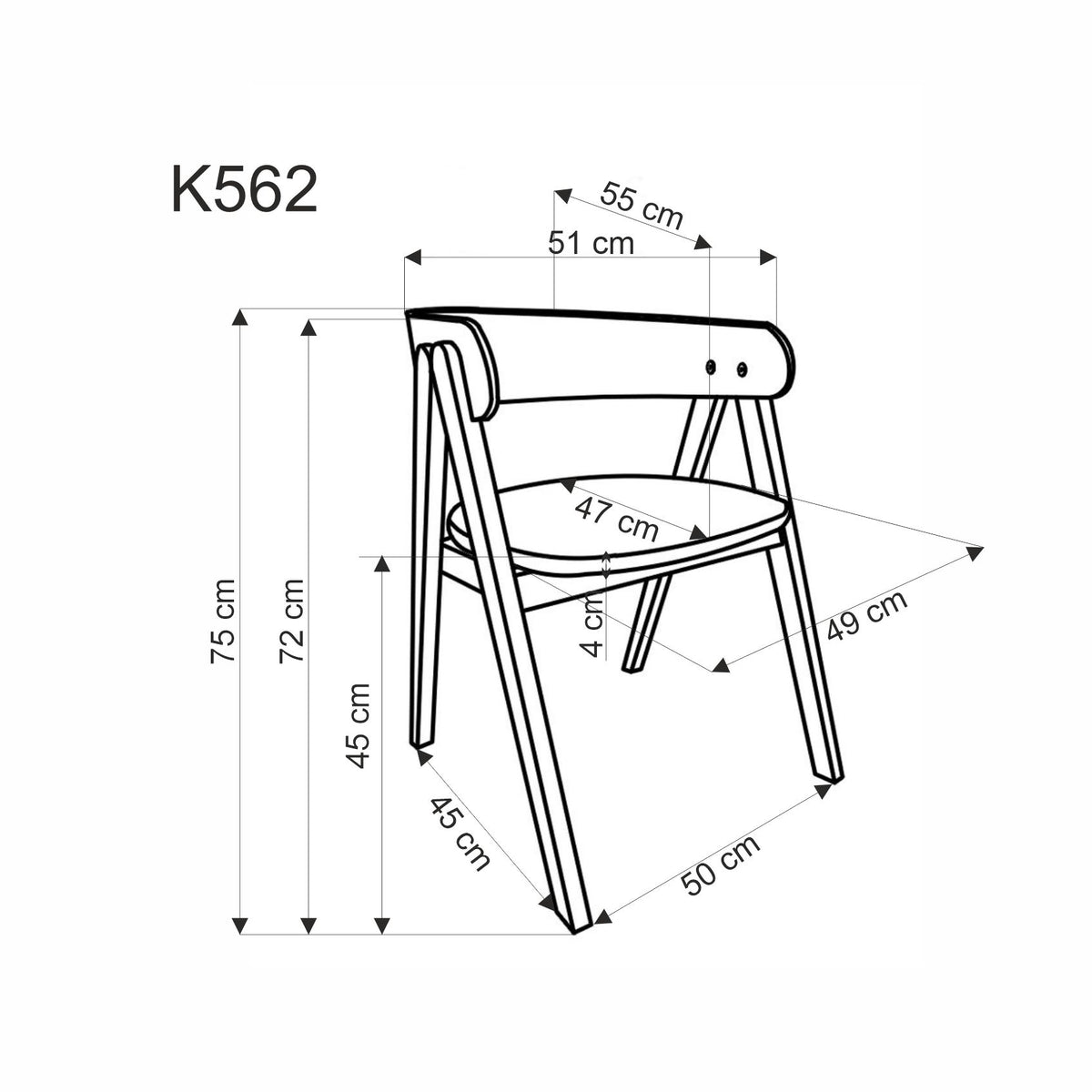 K562 krzesło orzechowy / jasny beżowy (1p=2szt) – zdjęcie 3
