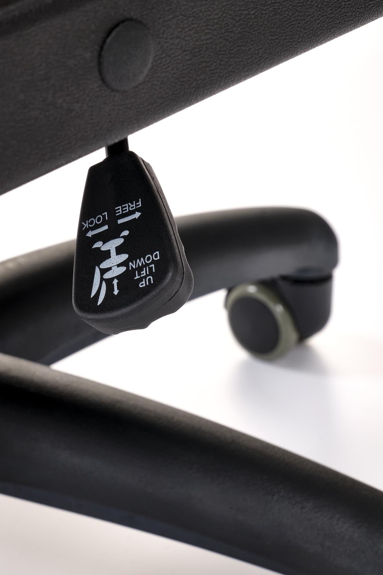 Beżowy Fotel biurowy MONTANA – komfort pracy z klasą: mechanizm regulacji wysokości fotele.