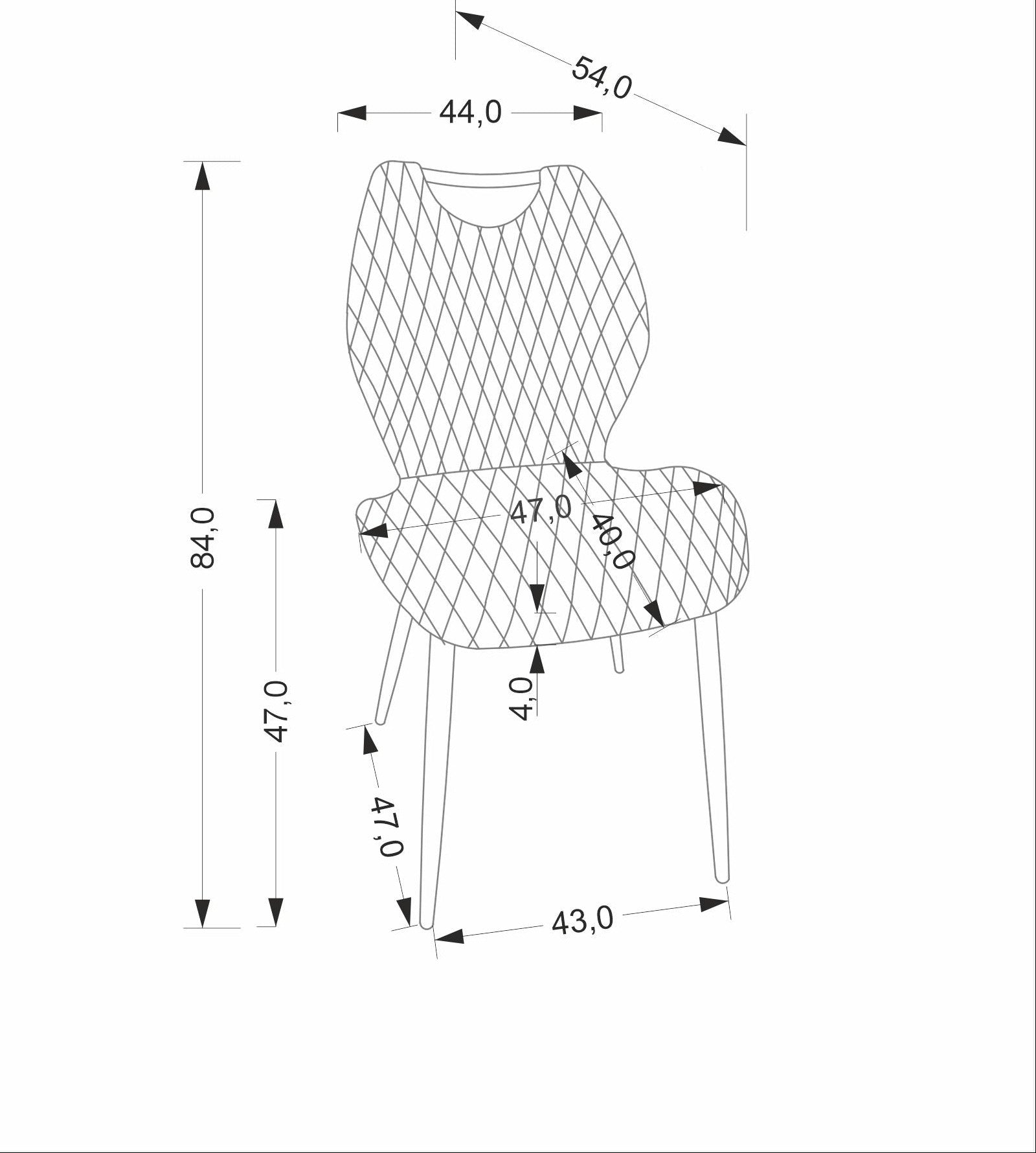 Wymiary krzesła MORGAN – eleganckie tapicerowane krzesło w głębokiej czerni, stylowy design i ergonomiczna forma.