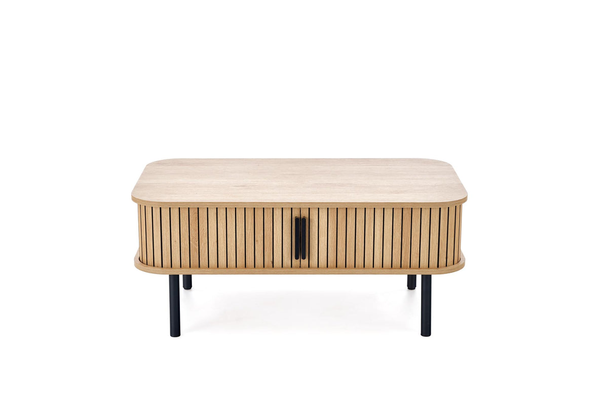 Stolik kawowy ZELIS 90 cm - czarny / beżowy / metal – zdjęcie 9