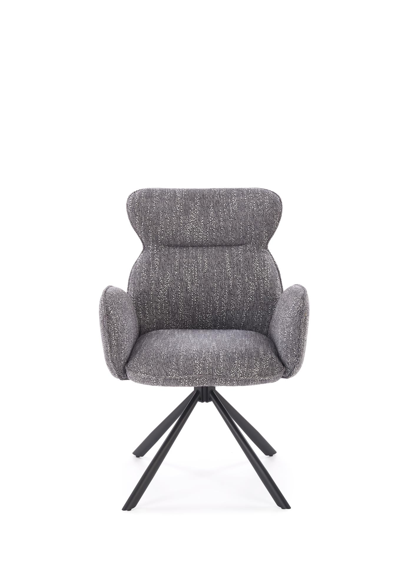 Krzesło PUCHATEK – eleganckie, obrotowe krzesło tapicerowane w popielatym odcieniu