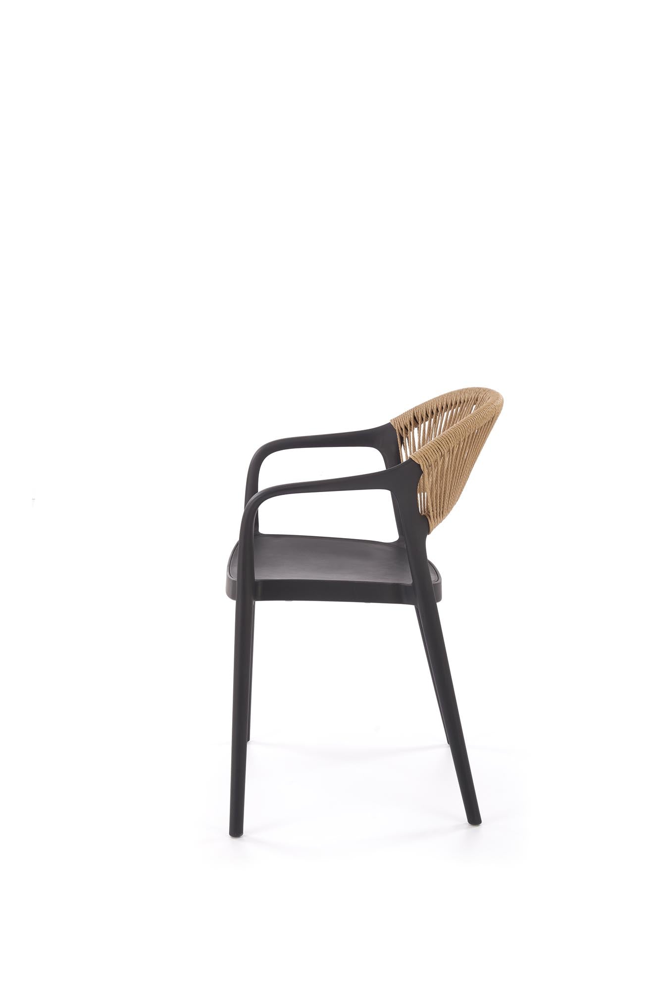 Krzesło MURAK – designerskie krzesło w stylu boho czarno-naturalne z plecionym oparciem.