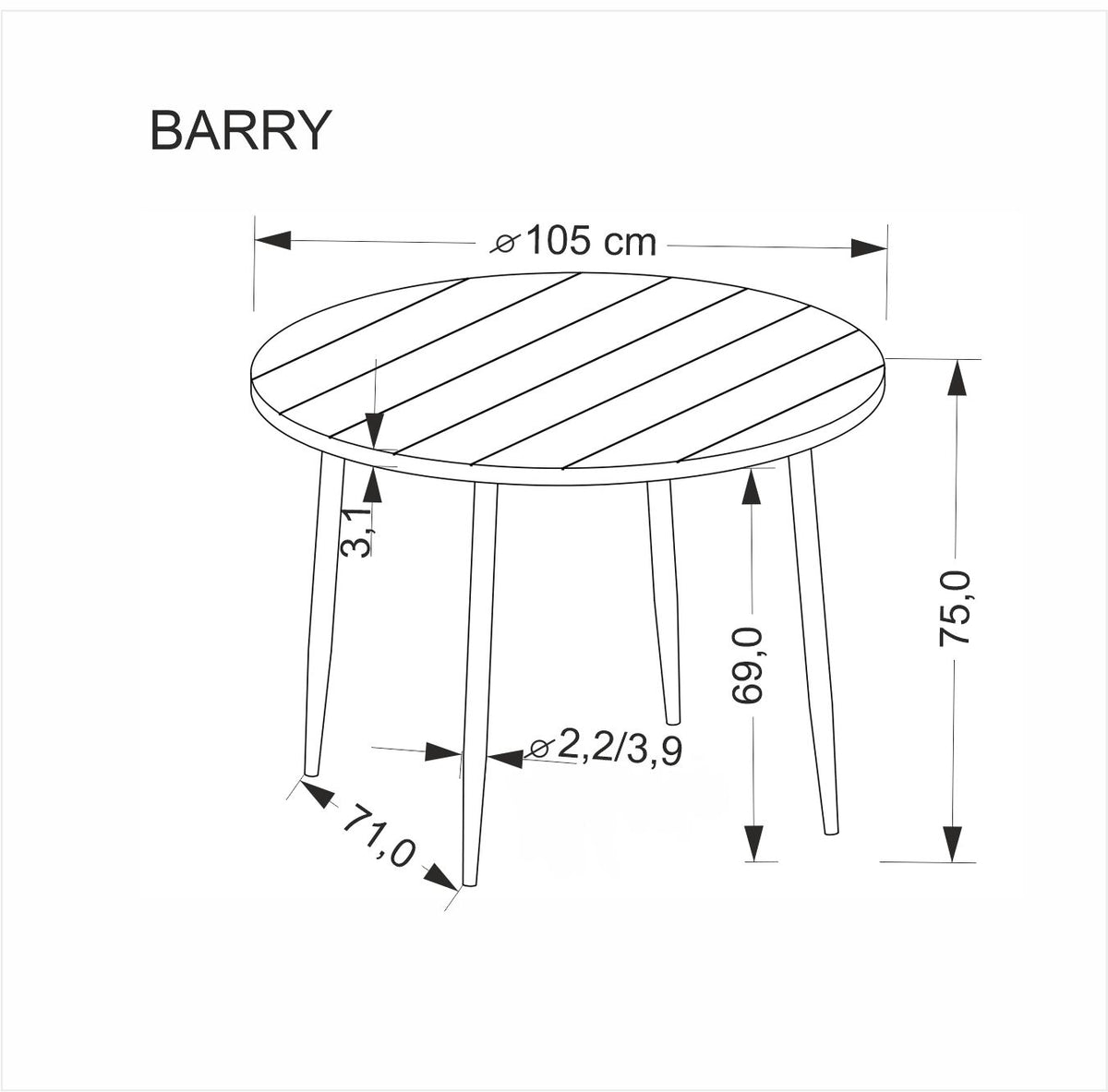 BARRY stół okrągły, blat - orzechowy, nogi - czarny (1p=1szt) – zdjęcie 5