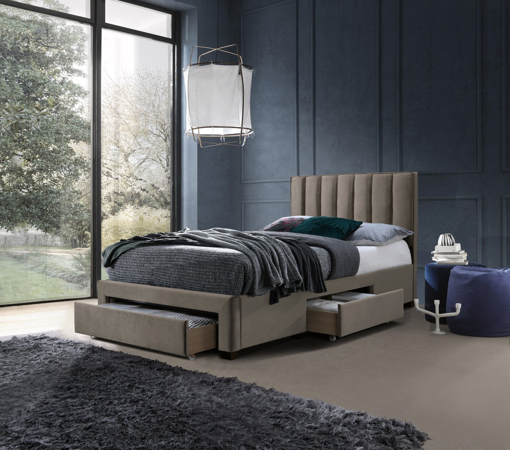GRACE 120 łóżko z szufladami beżowy velvet (3p=1szt) - 1