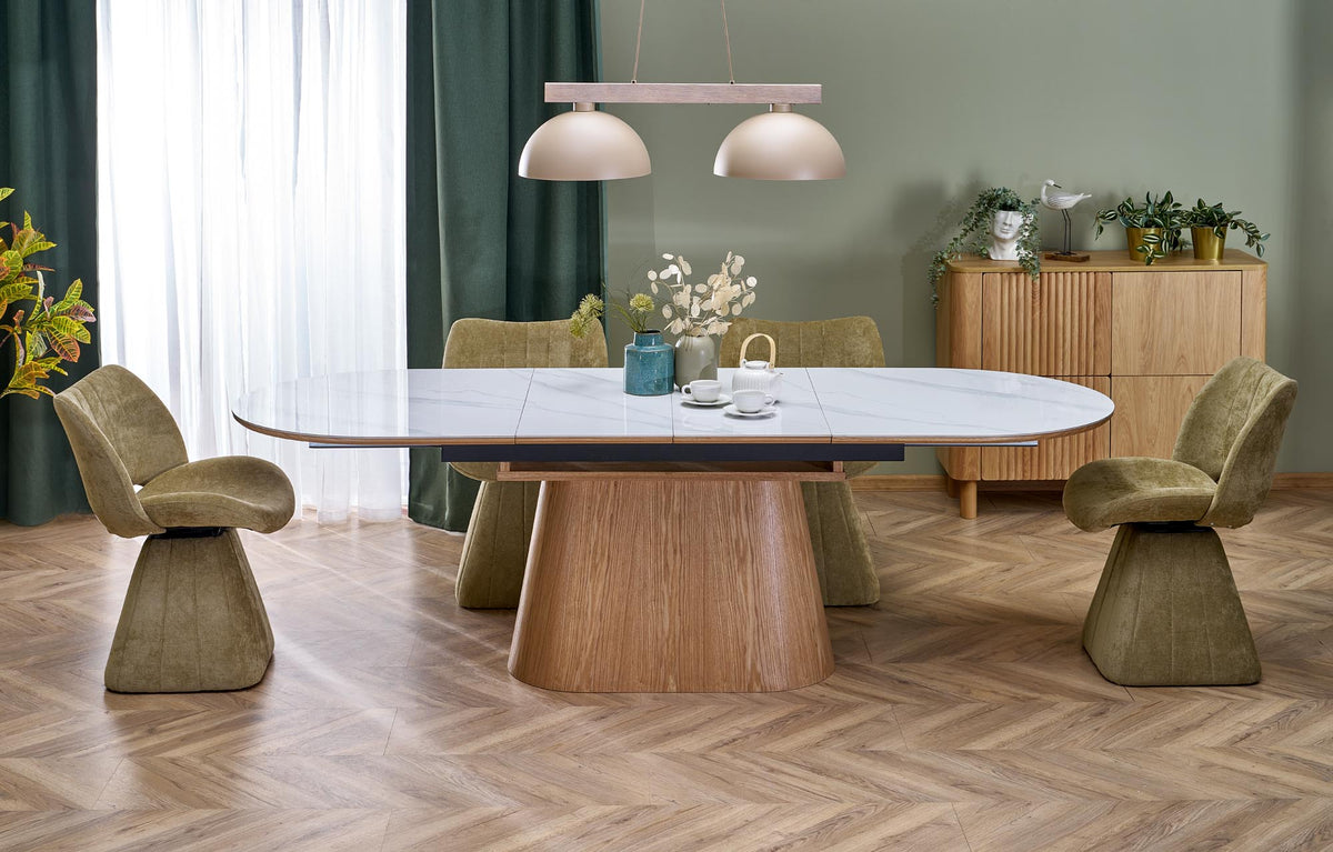 SIRIUS stół rozkładany, biały marmur / naturalny (2p=1szt) – zdjęcie 12