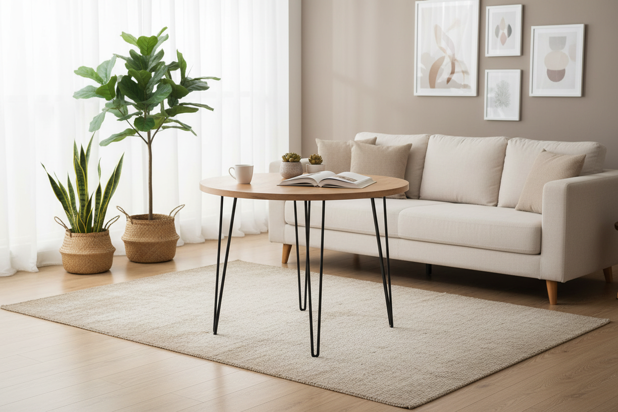 Stół Okrągły KOLM Mika 90 cm Dąb Craft – Kuchnia, Salon, Jadalnia