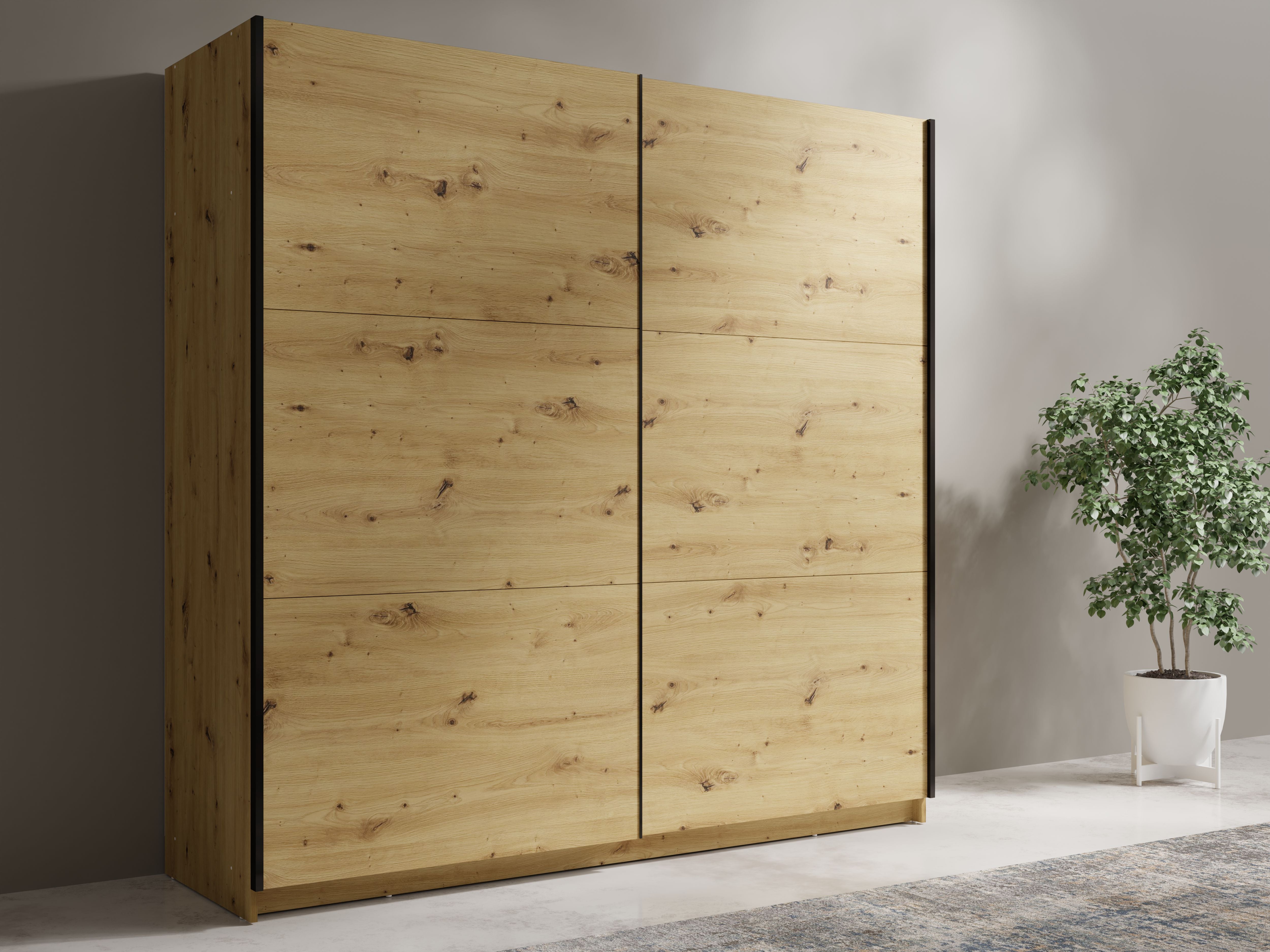 Szafa przesuwna z lustrem STELLAR 200 cm - Dąb Artisan