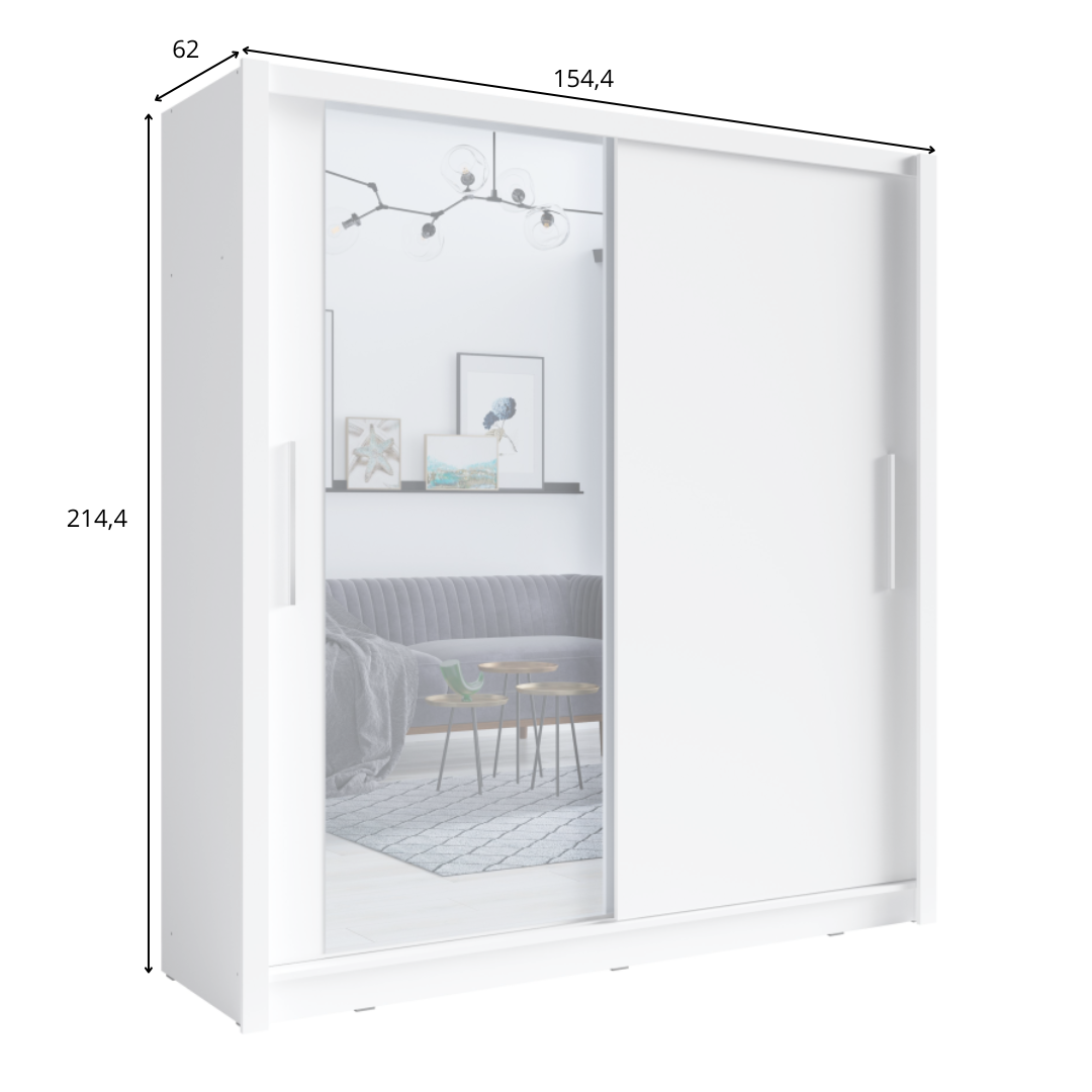 Szafa dwudrzwiowa LYNX 154 cm z lustrem - Dąb Sonoma