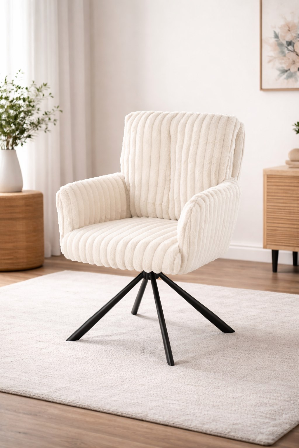 Krzesło Blanka – kremowe krzesło obrotowe 180° do jadalni biura i salonu