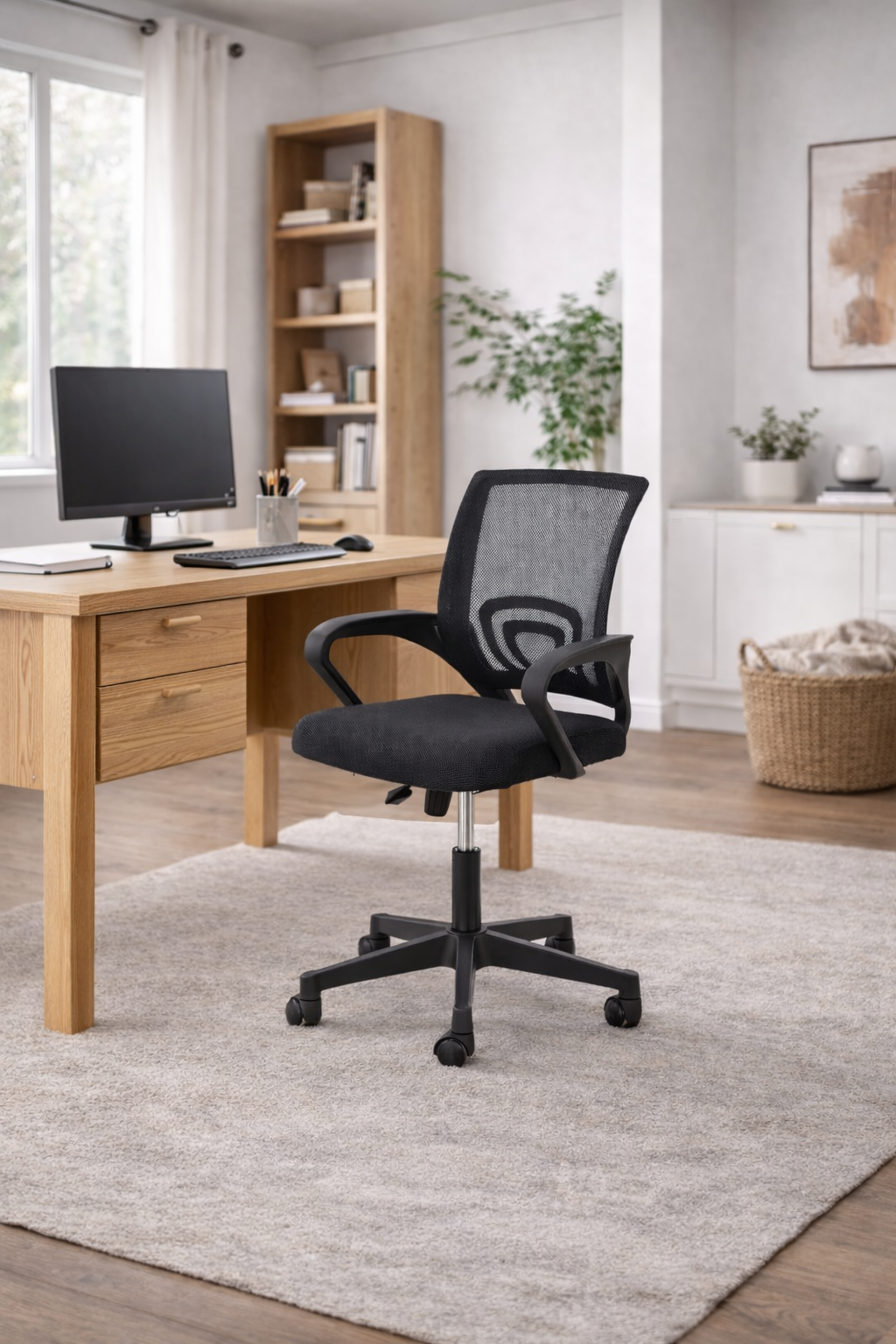 Fotel gabinetowy, RIMI czarny - nowoczesny fotel w minimalistycznym stylu, idealny do biura lub domowego gabinetu.