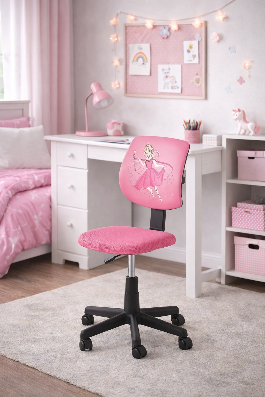 NIKO Pink - fotel do biurka młodzieżowy różowy w pokoju dziewczęcym, ergonomiczny i kolorowy styl.