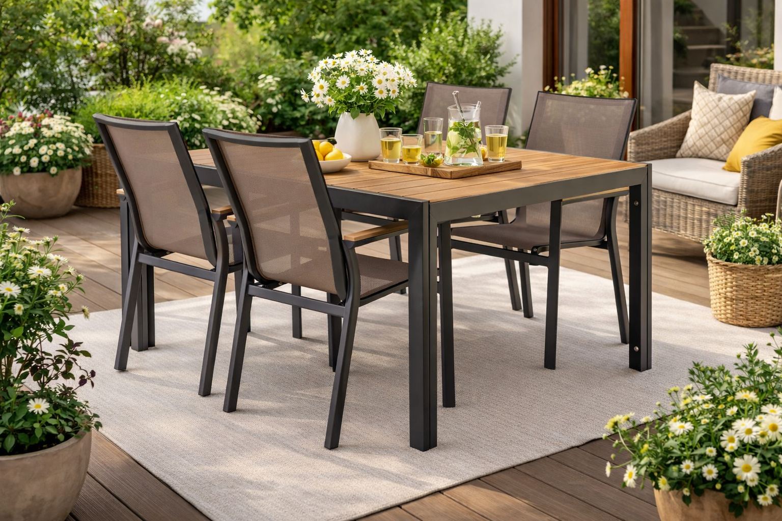 Zestaw do ogrodu Garda - stół prostokątny + 4 krzesła