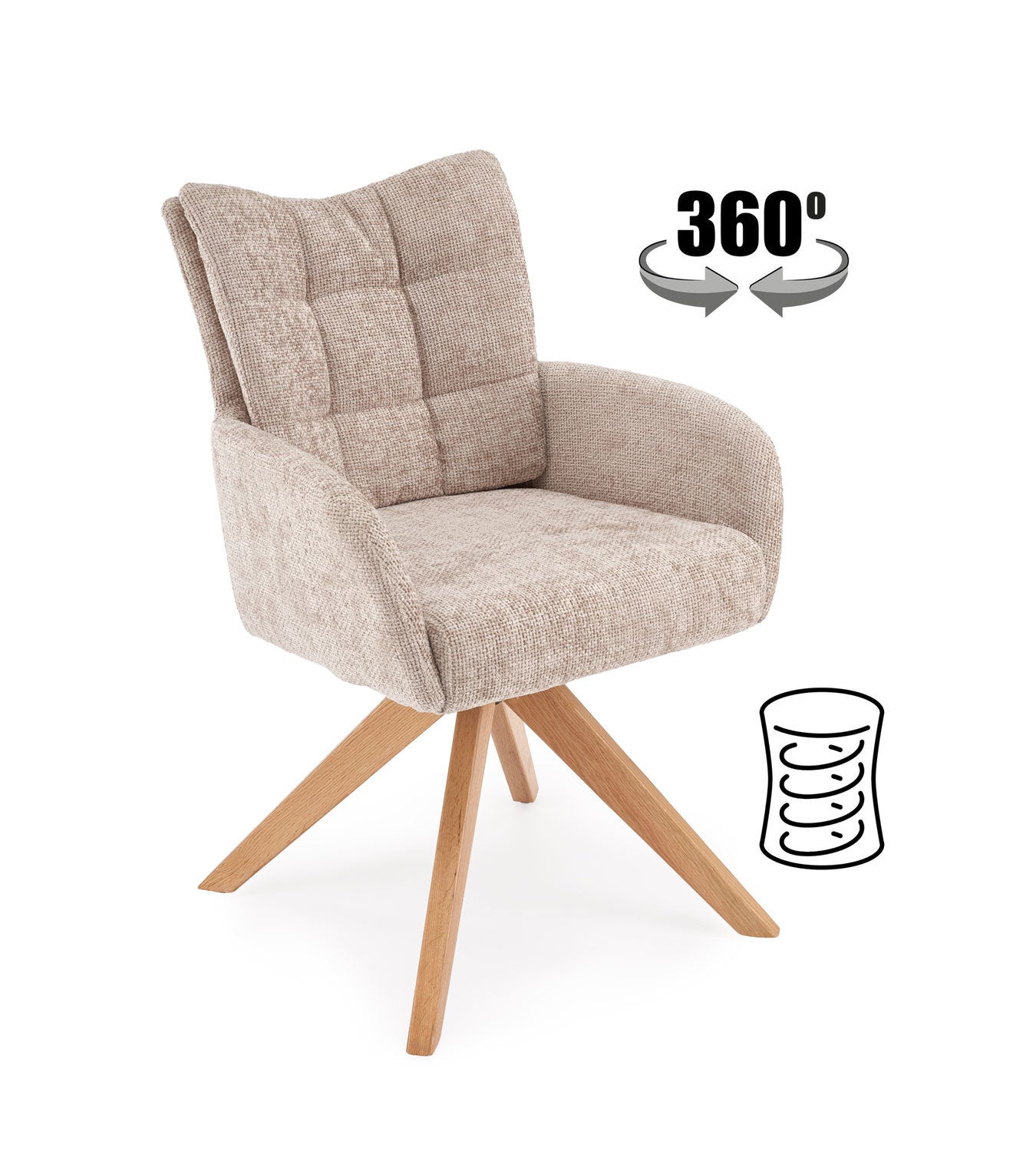 Drenek krzesło obrotowe - kolor beżowy + drewno