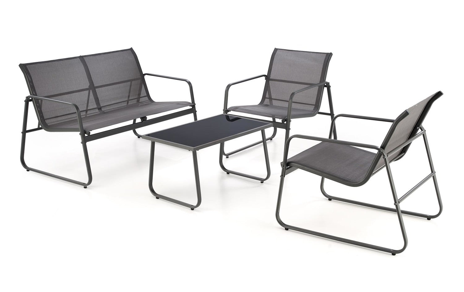Zestaw ogrodowy LEBA (sofa + 2x fotel + ława ) kolor ciemny popiel i antracyt