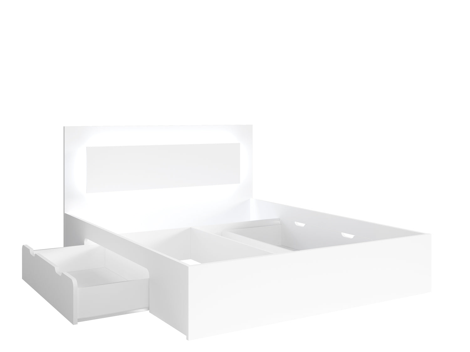 Łóżko 160x200 SIRIUS z szufladami i LED - Biały