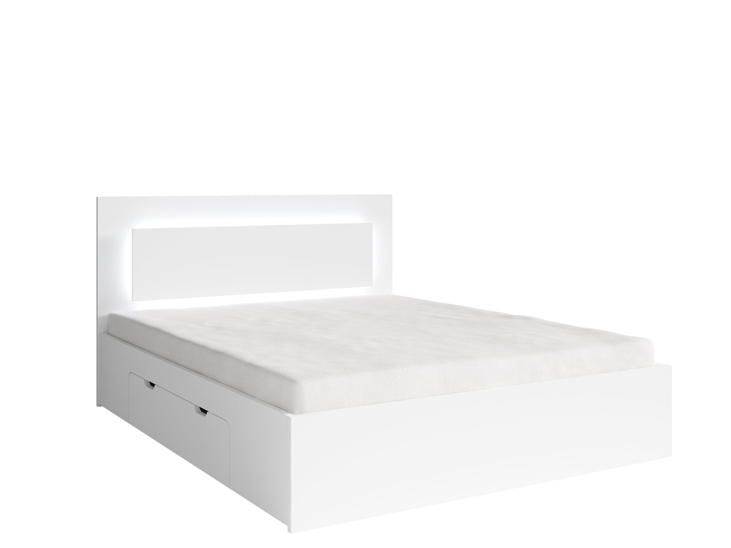 Łóżko 160x200 SIRIUS z szufladami i LED - Biały