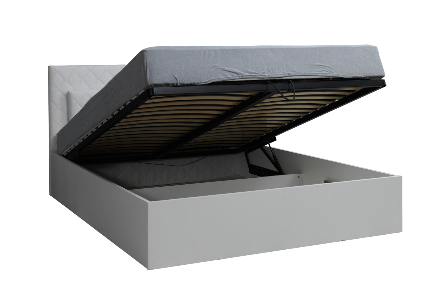 Łóżko 180x200 ADIL z pojemnikiem i LED - Biały Alpejski
