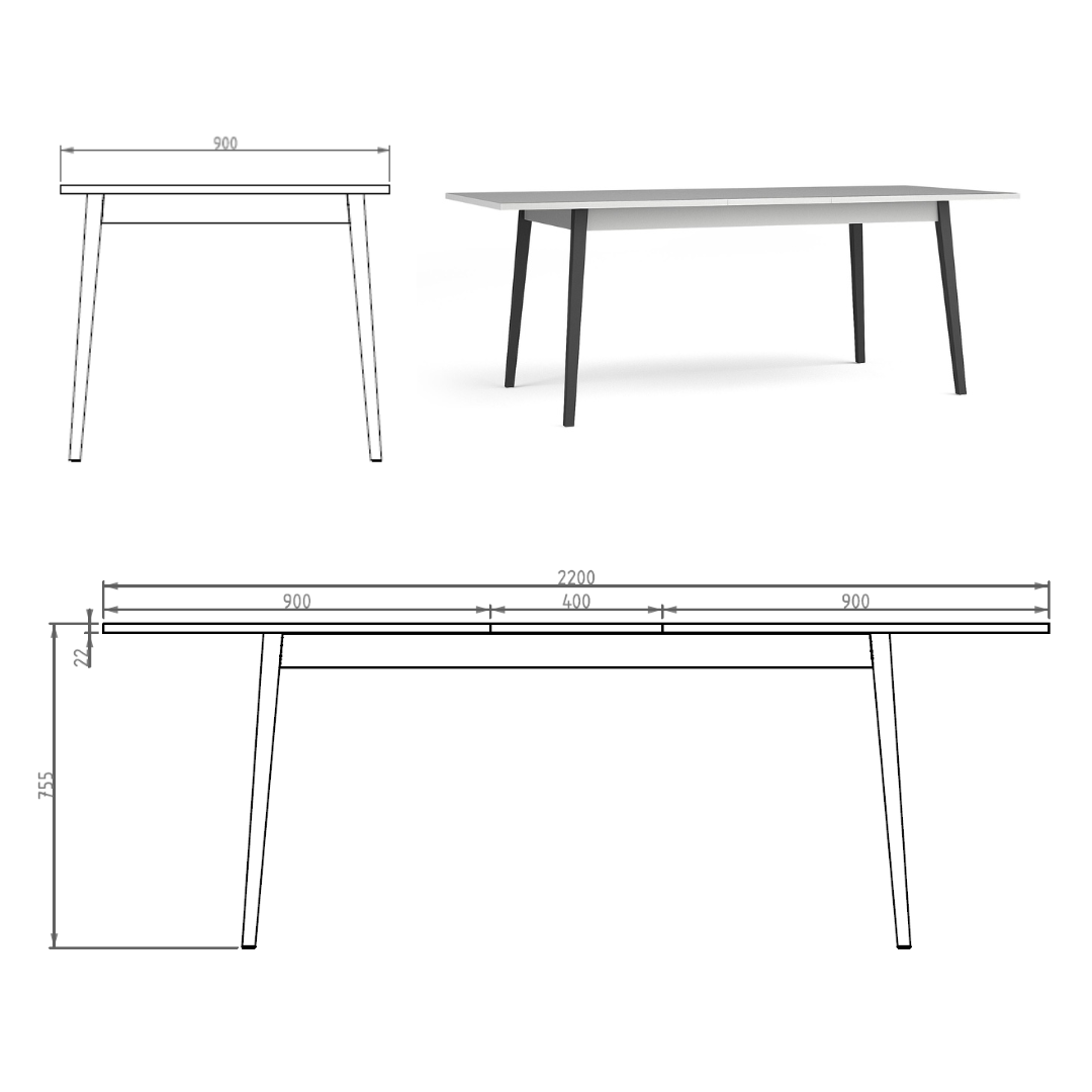 Stół NEXUS 220 cm - kolor szary