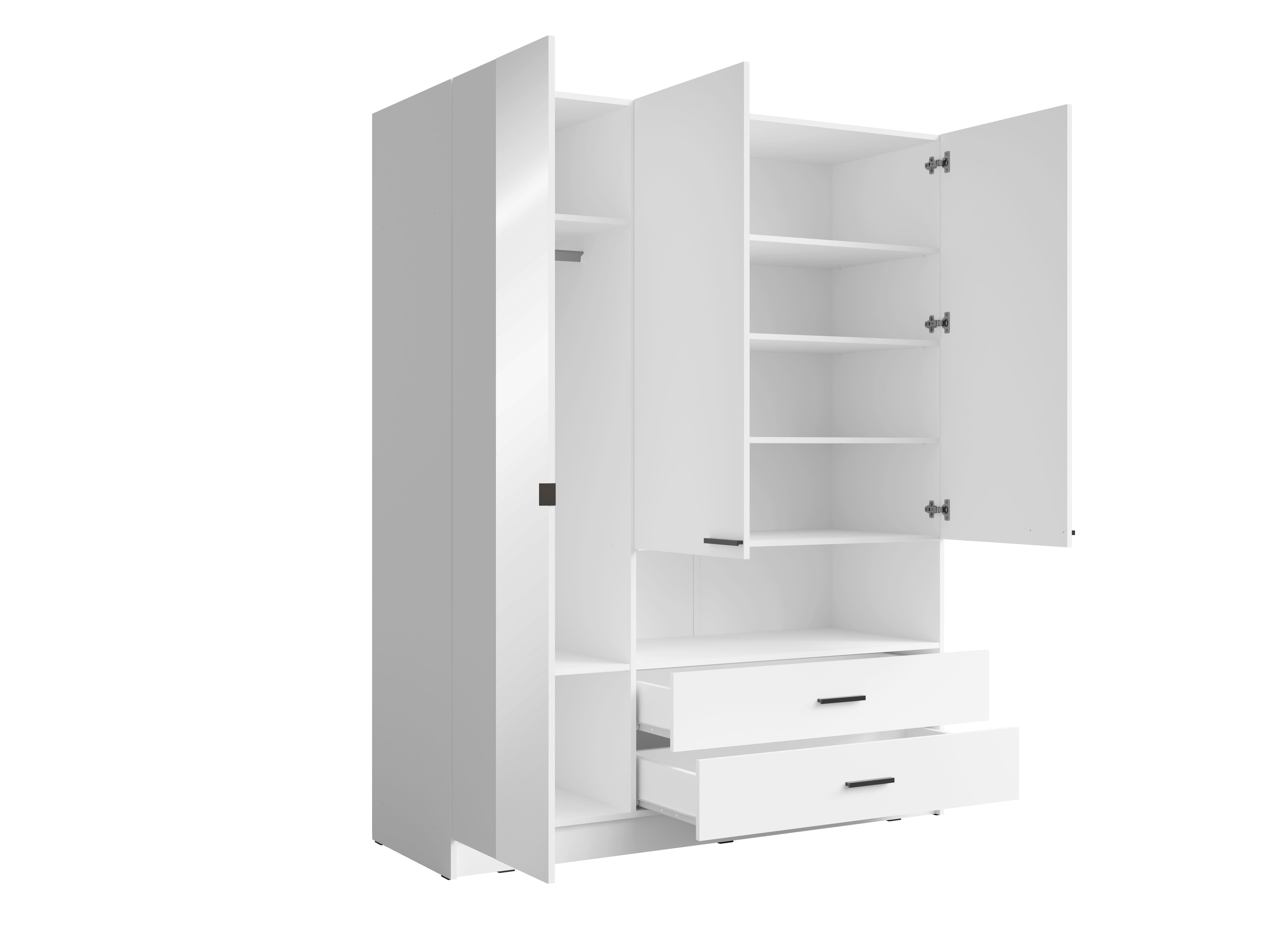 Szafa CELUS 158 cm z lustrem  - Kolor Biały