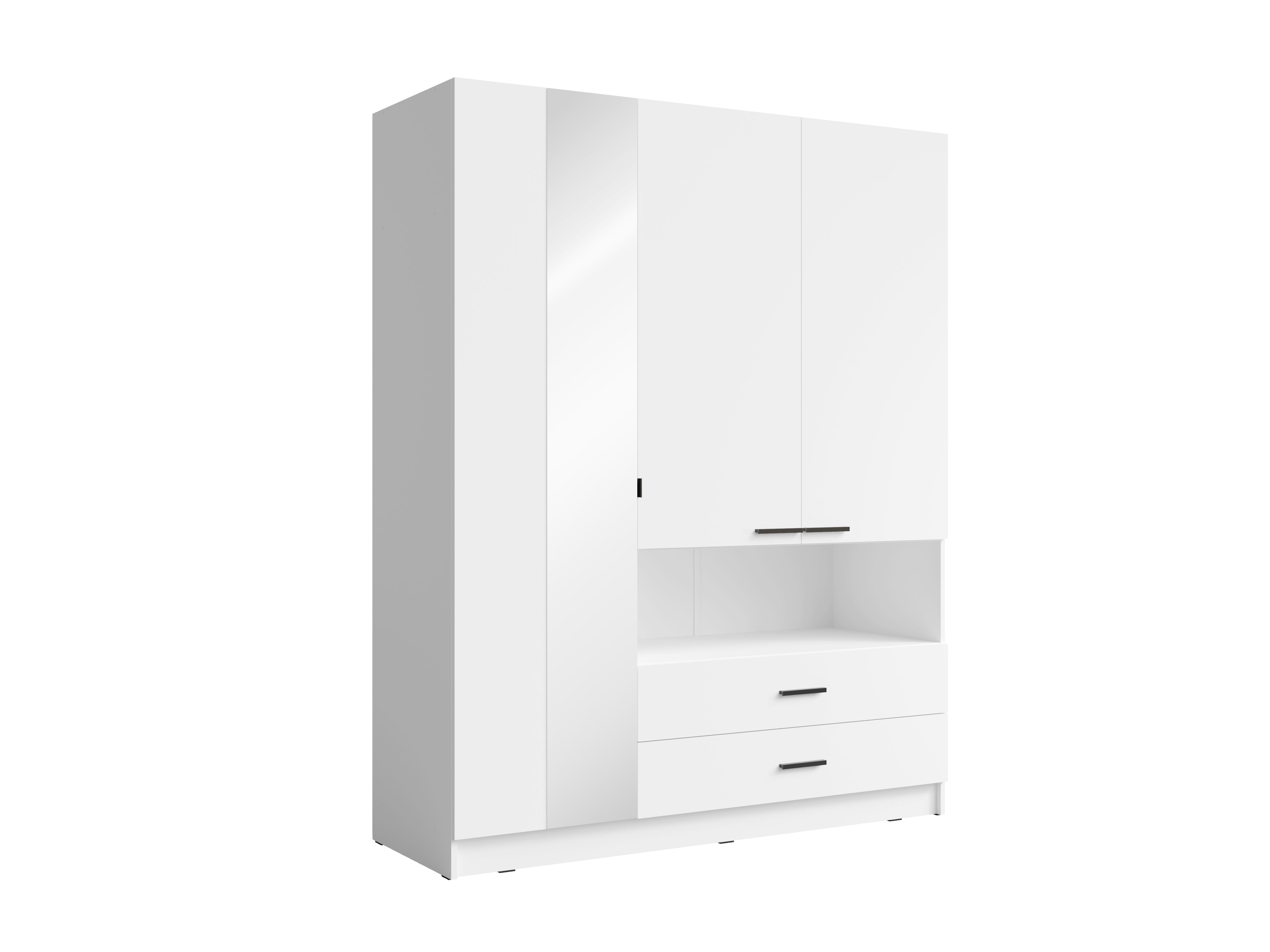 Szafa CELUS 158 cm z lustrem  - Kolor Biały