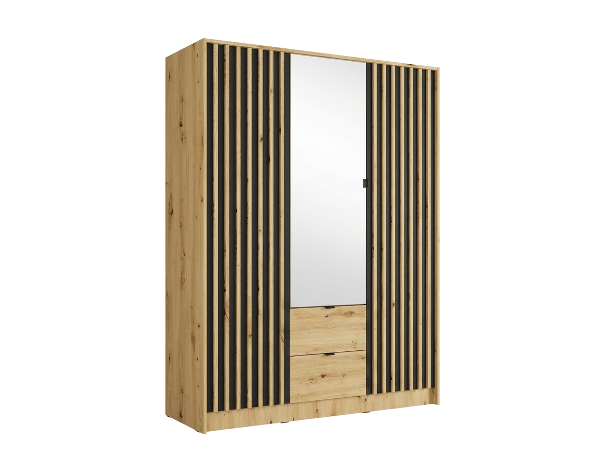 Szafa trzydrzwiowa ASTRA - Czarny Onyx / Dąb Artisan – zdjęcie 2