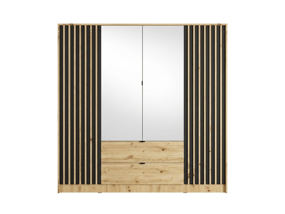 Szafa czterodrzwiowa ASTRA - Czarny Onyx / Dąb Artisan – zdjęcie 3