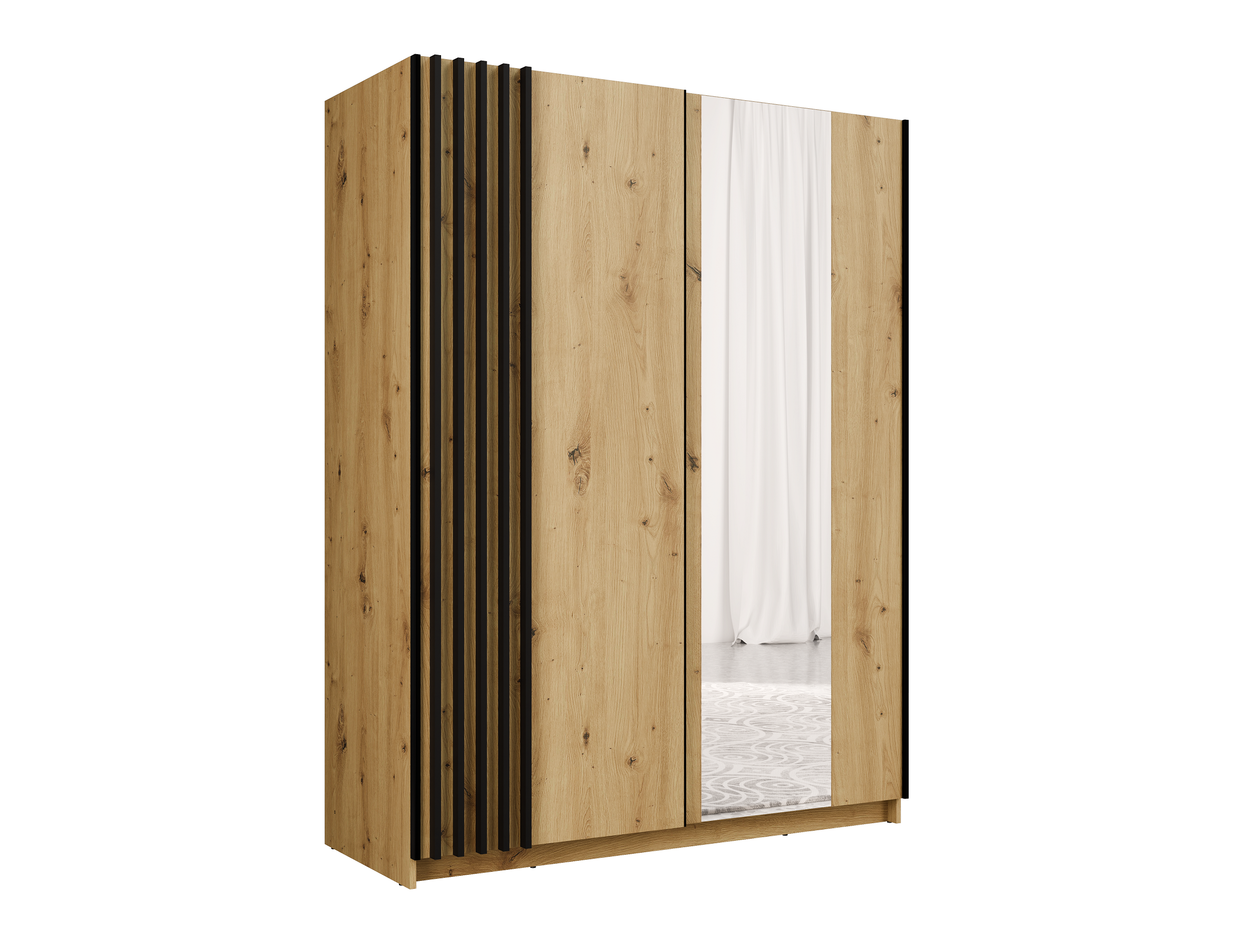 Szafa przesuwna AXION 150 cm z lustrem - Dąb Artisan
