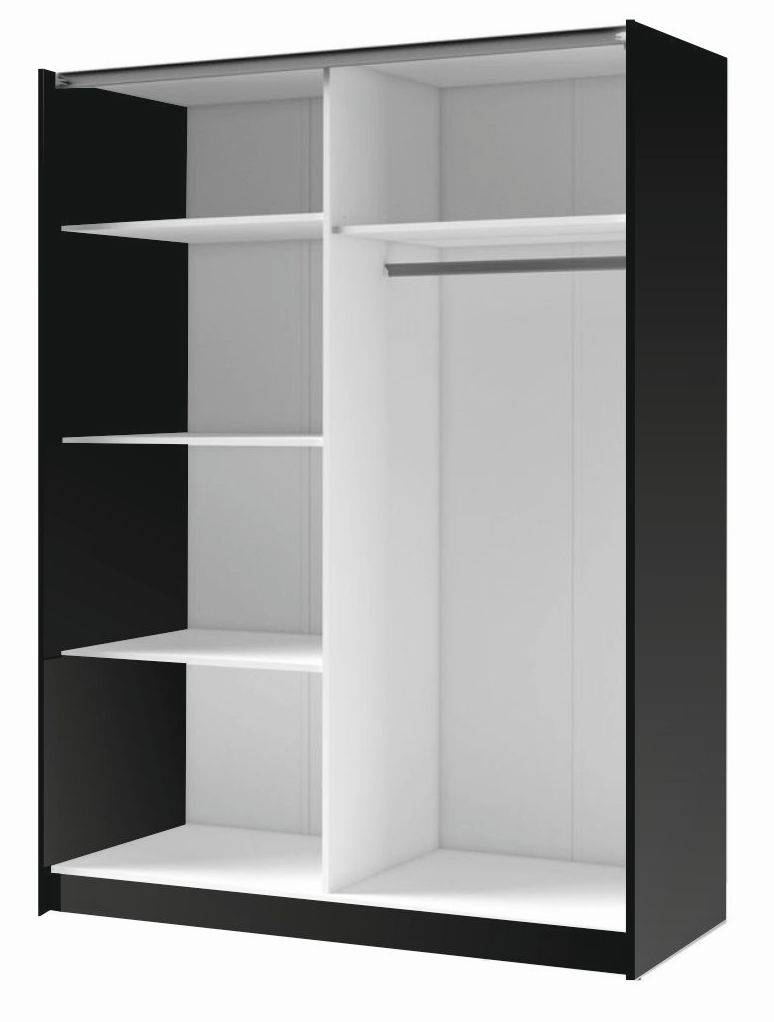 Szafa przesuwna AXION 200 cm z lustrem - Czarny / Dąb Artisan
